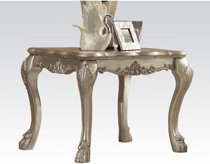 Dresden Gold Patina and Bone Square End Table