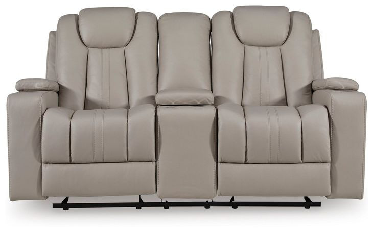 Downing Court Coin 75" Glider Reclining Loveseat with Console and Heat Massage