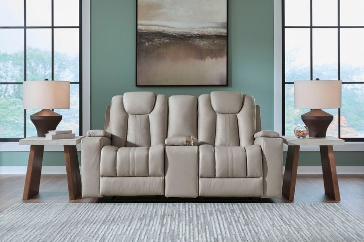 Downing Court Coin 75" Glider Reclining Loveseat with Console and Heat Massage