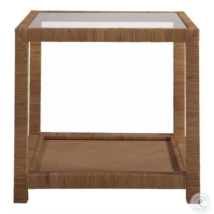 Coastal Living Long Key Wrapped Split Rattan Occasional Table Set