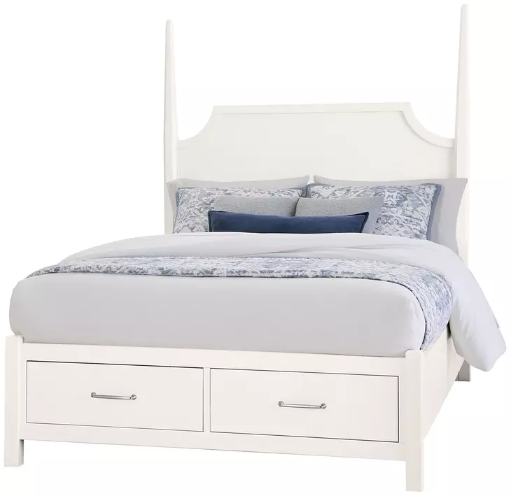 Tide And Timber White Maple Queen Pencil Poster Storage Bed