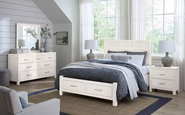 Tide And Timber White Maple Panel Storage Bedroom Set