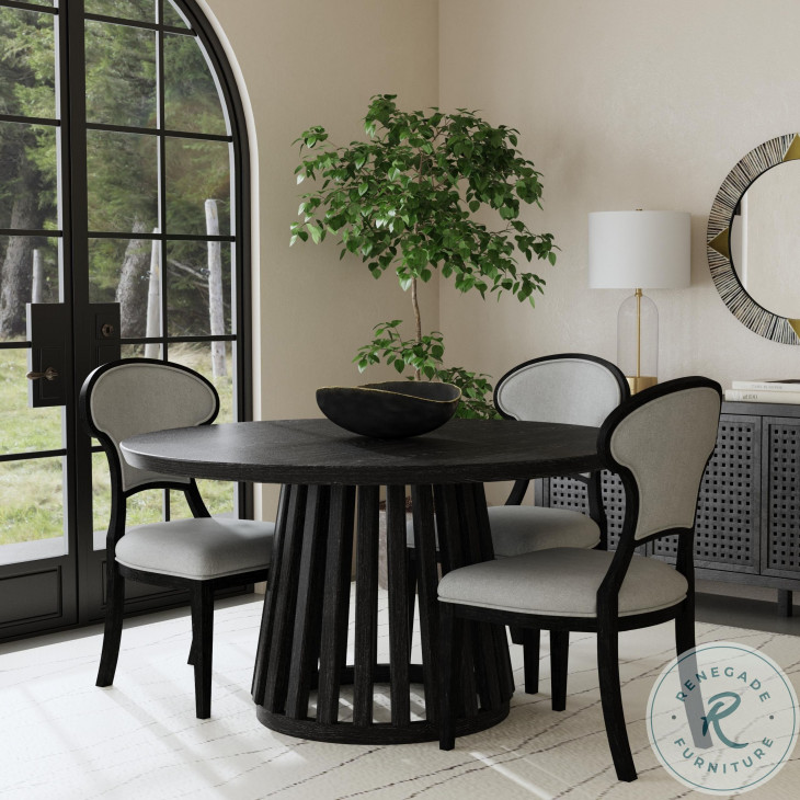 Mateo Cerused Black Round Dining Room Set from Bassett Mirror Coleman