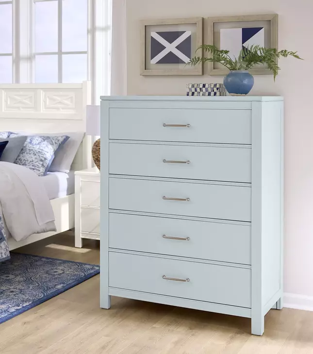Tide And Timber Blue Maple 5 Drawer Chest