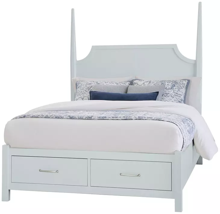 Tide And Timber Blue Maple Queen Pencil Poster Storage Bed
