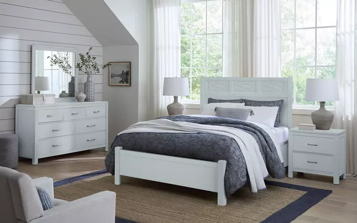 Tide And Timber Blue Maple Fretwork Panel Bedroom Set