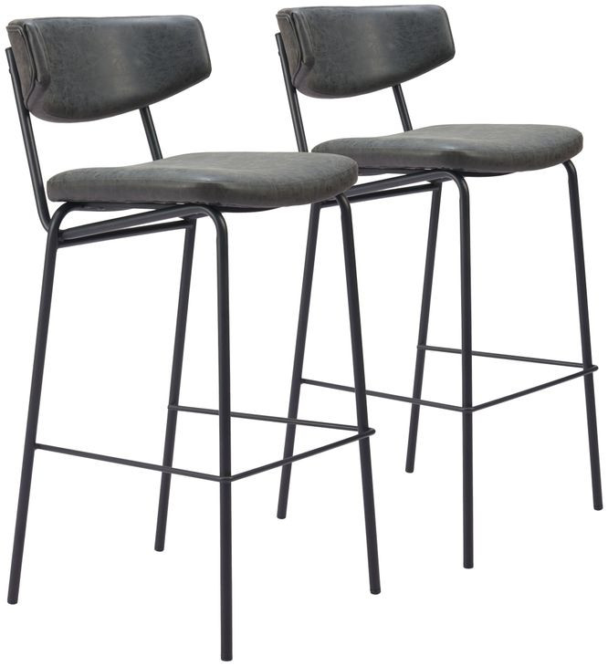 Charon Vintage Black Bar Stool Set Of 2