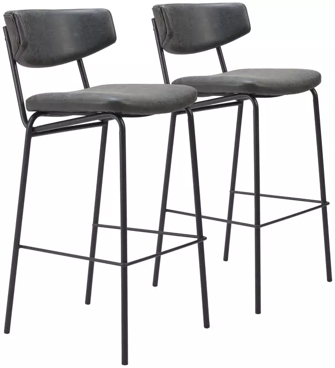 Charon Vintage Black Bar Stool Set Of 2