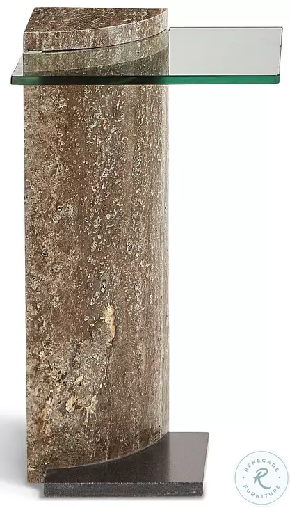 Pillar Semi Polished Grey Side Table