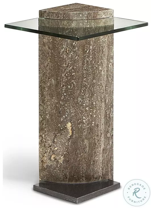 Pillar Semi Polished Grey Side Table