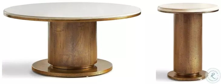 Halo Australian White Marble And Antique Satin Brass Occasional Table Set