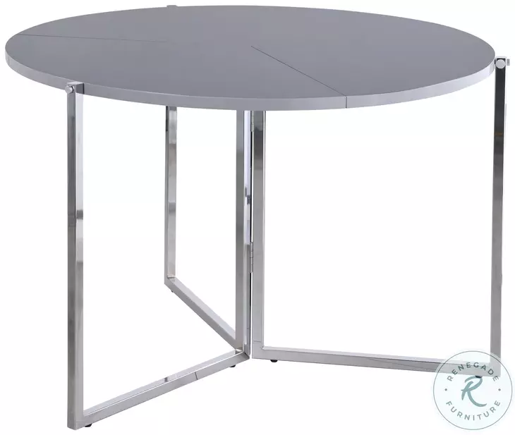 8389 Matte Gray And Chrome Foldaway Dining Table