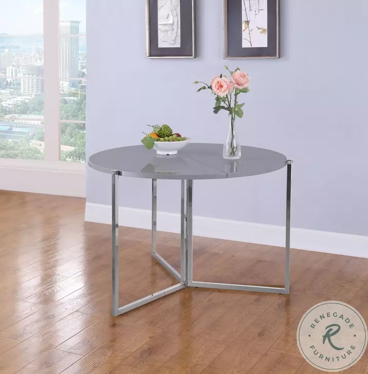 8389 Matte Gray And Chrome Foldaway Dining Table
