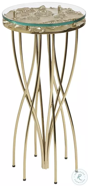 Coastal Glass And Shiny Brass Side Table