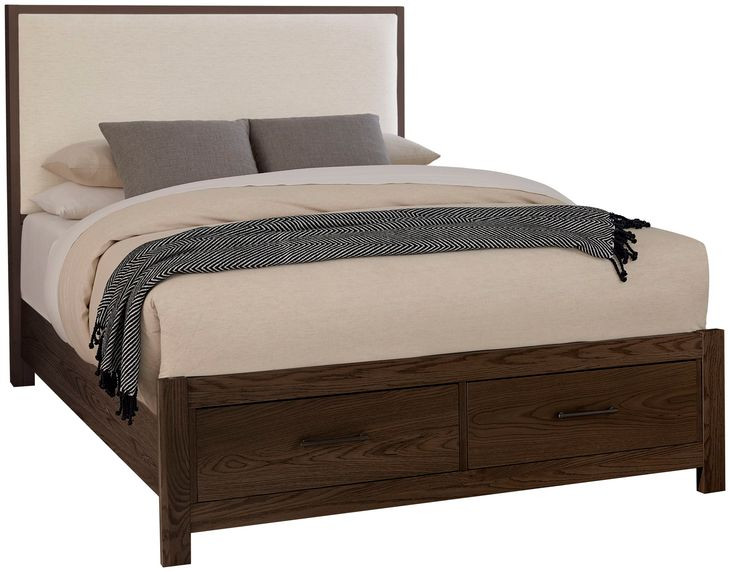 Lodge and Loft Ivory Cream Performance Fabric Queen Upholstered Storage Panel Bed