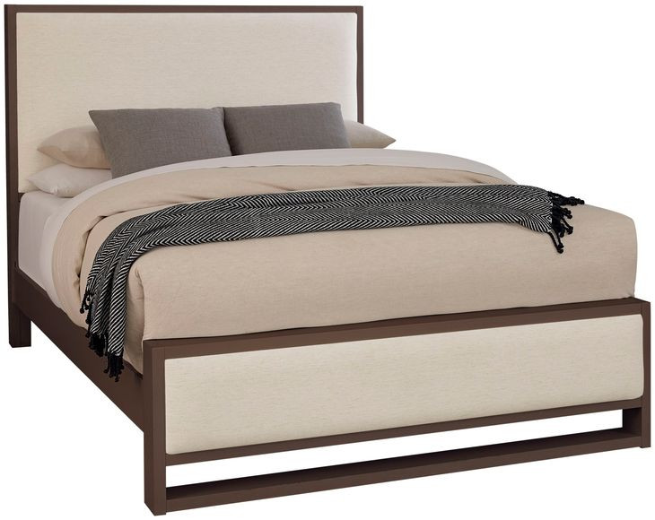 Lodge and Loft Ivory Cream Performance Fabric Queen Upholstered Panel Bed