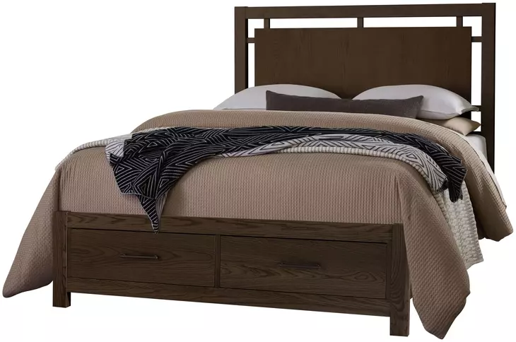 Lodge and Loft Dark Oak King Floating Storage Panel Bed