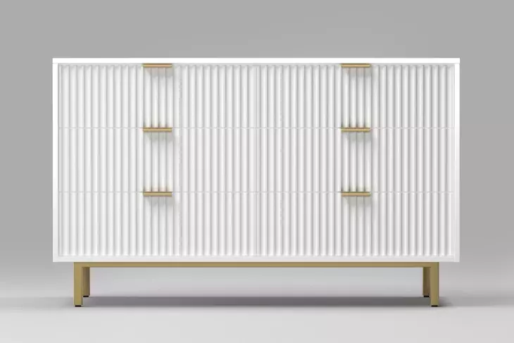 Casey White and Gold 6 Drawer Dresser