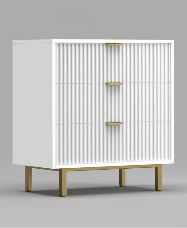 Casey White and Gold 3 Drawer Accent Chest