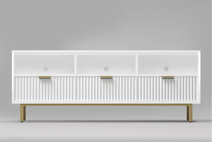 Casey White and Gold 64" TV Stand