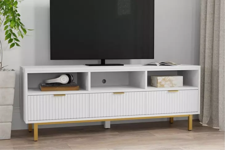 Casey White and Gold 64" TV Stand