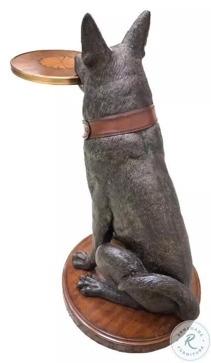German Shepherd Metallic Brown Accent Table