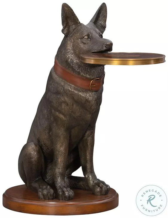 German Shepherd Metallic Brown Accent Table