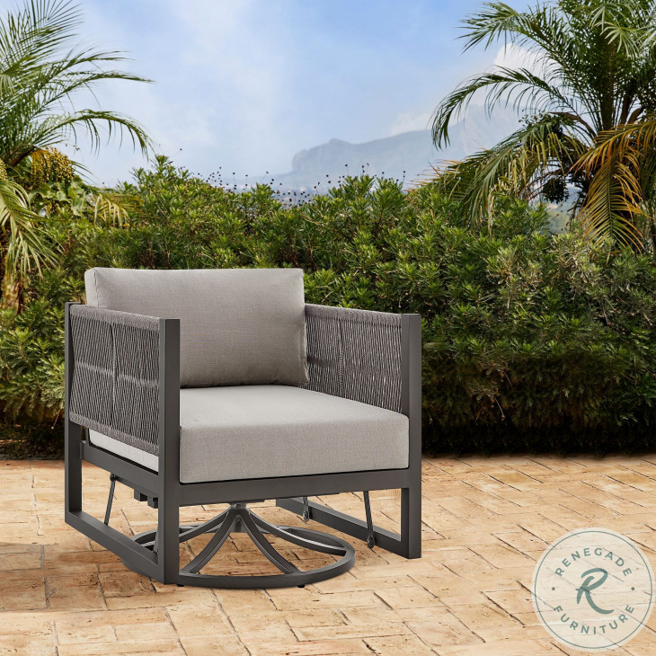 Cuffay Brown Outdoor Patio Swivel Glider Lounge Chair From Armen Living ...