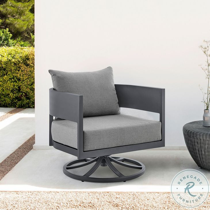 Menorca Gray Outdoor Swivel Rocking Chair