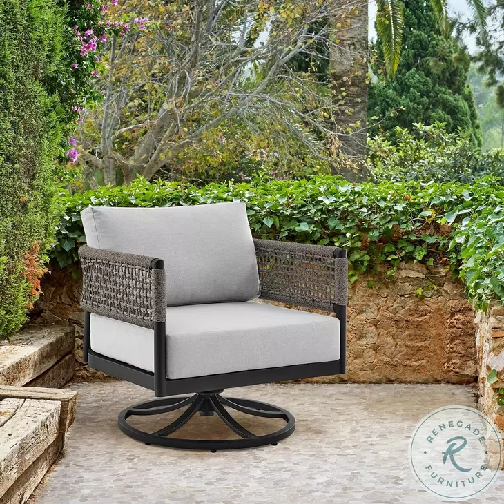 Alegria Gray Outdoor Patio Swivel Rocking Chair
