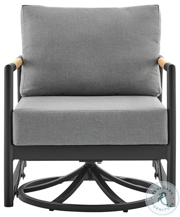 Crown Gray Outdoor Patio Swivel Glider Lounge Chair