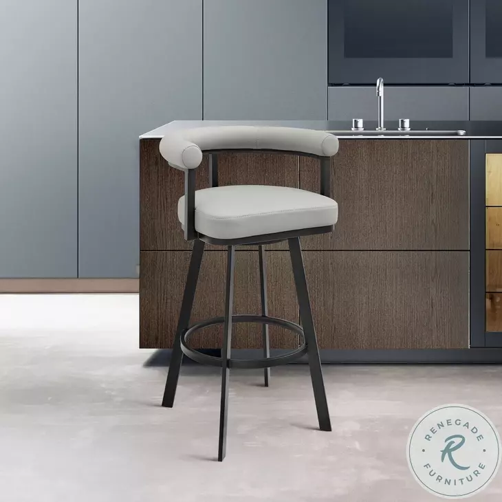 Nolagam Light Gray and Black Swivel Counter Height Stool
