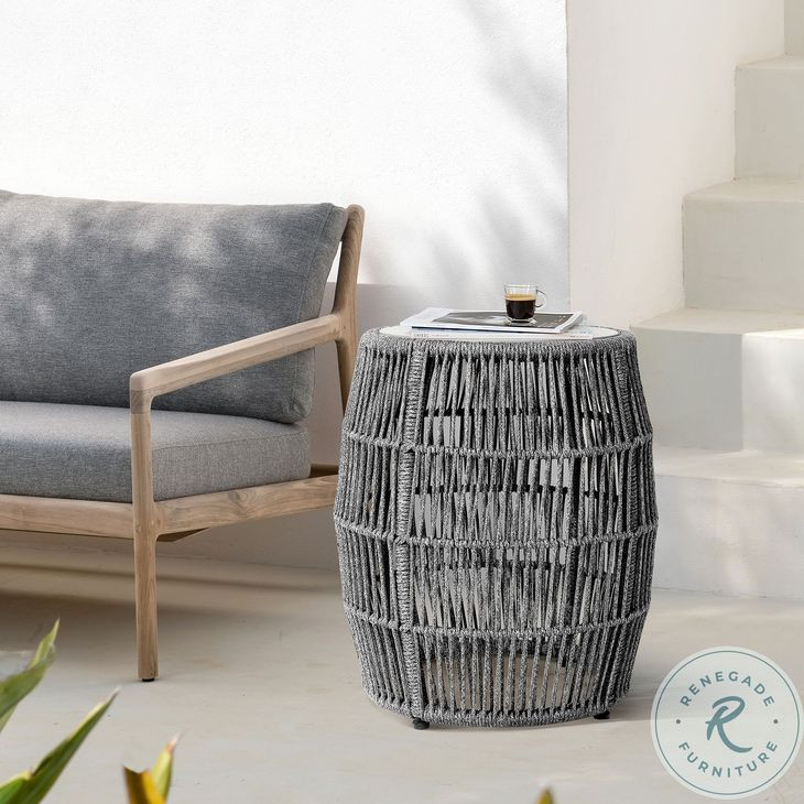Opus Gray Indoor and Outdoor Garden Stool Round End Table