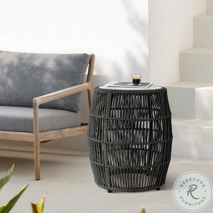 Opus Charcoal Indoor and Outdoor Garden Stool Round End Table