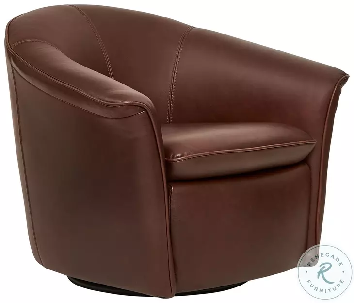 Scoop Rich Brown Leather Swivel Chair