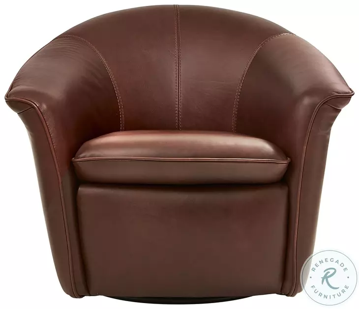 Scoop Rich Brown Leather Swivel Chair