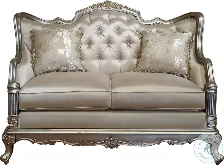 Fiorella Taupe Faux Silk 63" Loveseat