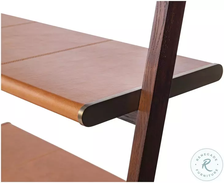 Shiloh English Walnut And Leather Wrapped Bookshelf From Maitland