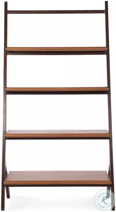 Shiloh English Walnut And Leather Wrapped Bookshelf From Maitland