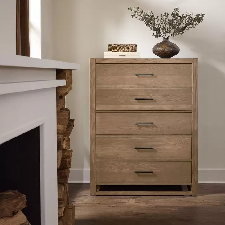 Lodge and Loft Blond Oak 5 Drawer Chest