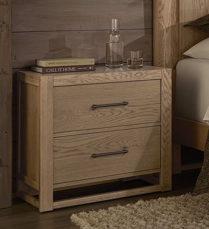 Lodge and Loft Blond Oak 2 Drawer Nightstand
