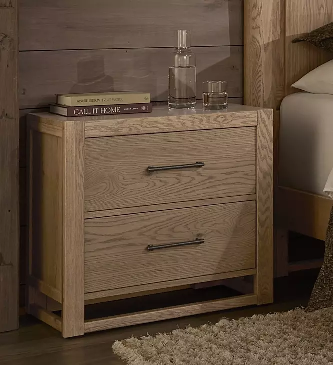 Lodge and Loft Blond Oak 2 Drawer Nightstand