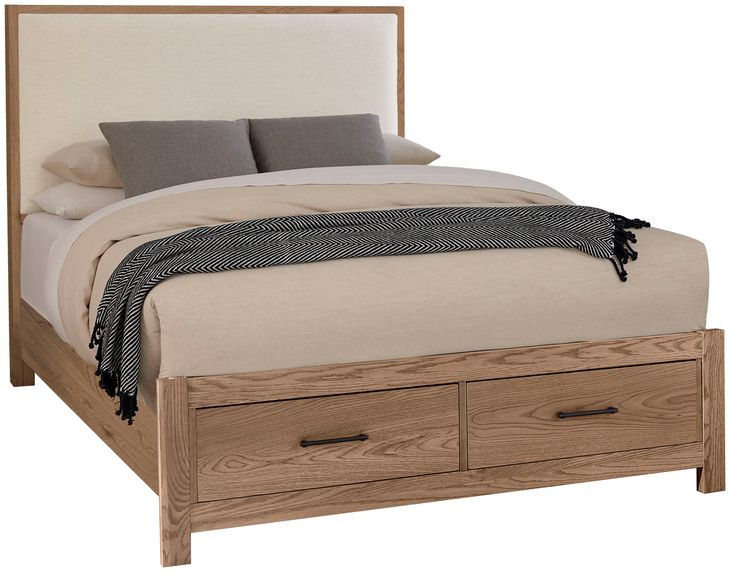 Lodge and Loft Ivory Performance Fabric King Upholstered Storage Panel Bed