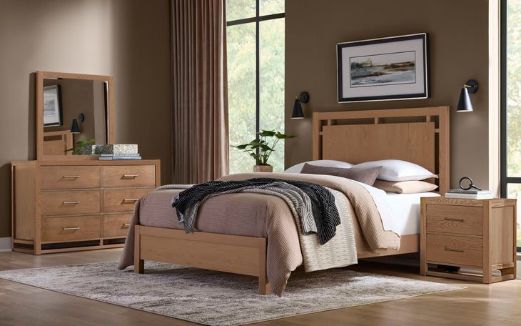 Lodge and Loft Blond Oak King Floating Panel Bed