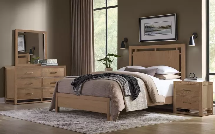 Lodge and Loft Blond Oak Floating Panel Bedroom Set