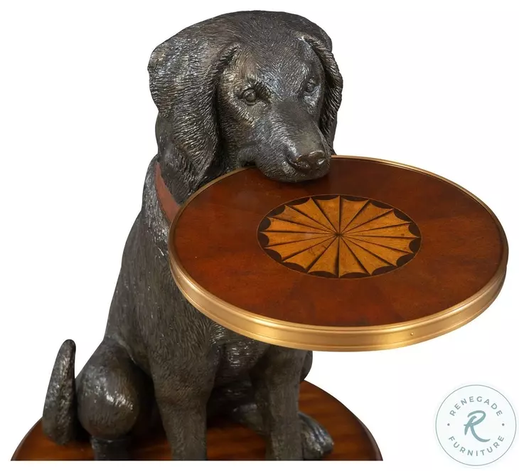 Golden Retriever Metallic Brown Accent Table