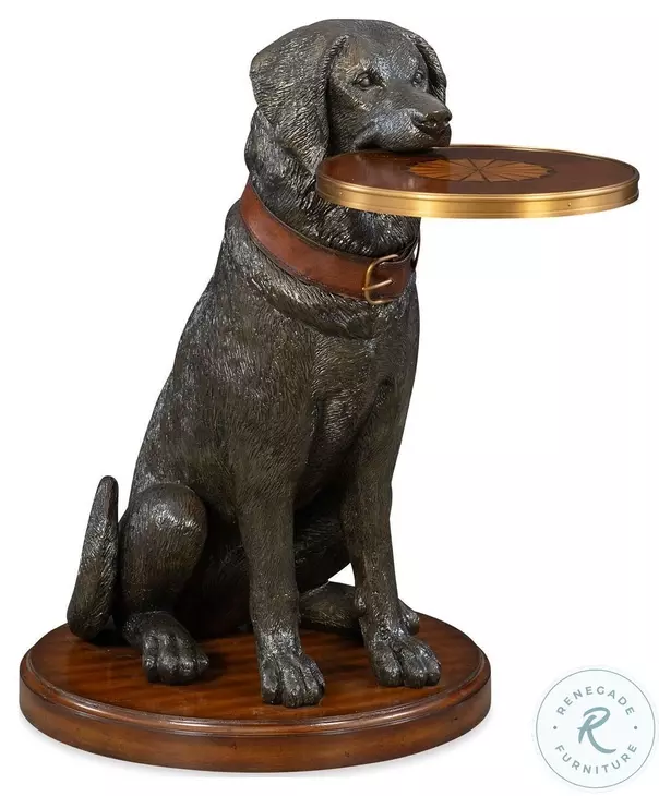 Golden Retriever Metallic Brown Accent Table