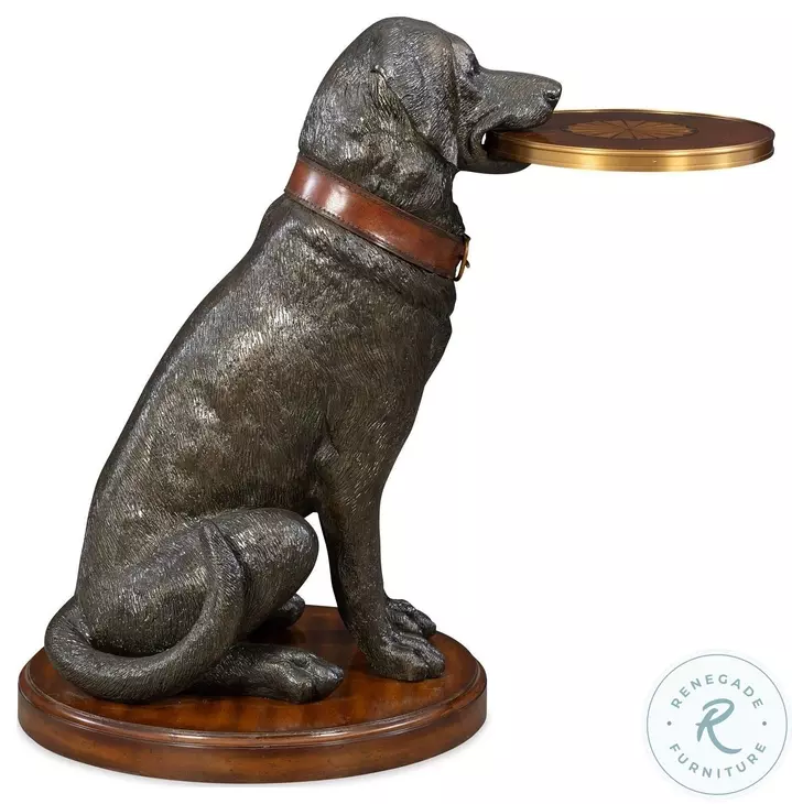 Golden Retriever Metallic Brown Accent Table
