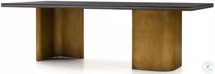 Elvira Rich Navy Blue And Antique Brass Starburst Dining Table