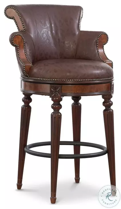 Brooks Venetian Regal Alabama Coco Leather Bar Stool